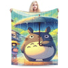 Cozy Grey Totoro-Inspired Fleece Throw Blanket