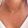 Initial Letter Pendant Necklace with Cubic Zirconia