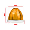 A yellow waterproof LED side marker light with a dome shape and a silver base.