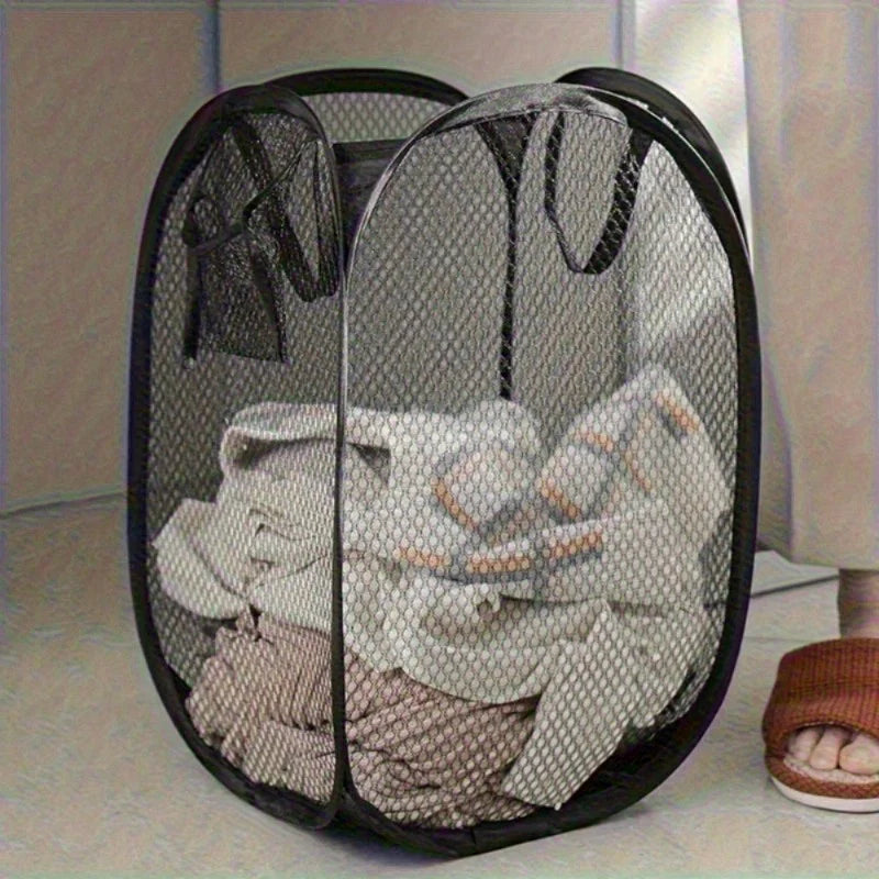 Collapsible Mesh Laundry Basket with Handles