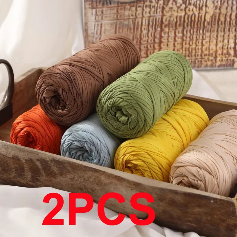 Elastic T-Shirt Yarn for Crochet and Knitting (2-Pack, 50m Each)