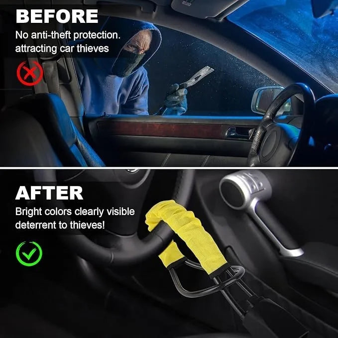 Universal Car Anti-Theft Steering Wheel Lock with Braided Steel Cable