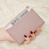 Slim Leather Card Holder Wallet with Secure Zipper