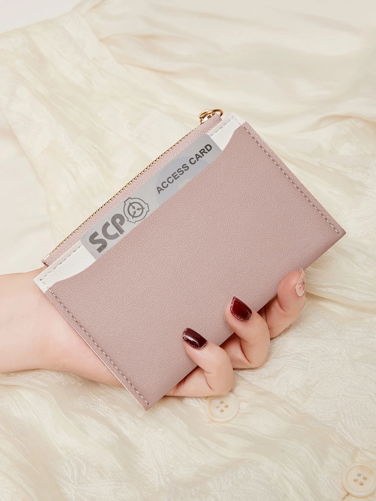 Slim Leather Card Holder Wallet with Secure Zipper