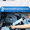 A white oil extractor pump is shown being used to draw fluid from a car engine component.
