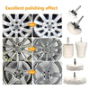 Demonstration of excellent polishing effect using cotton buffing and polishing wheels for drill on automotive parts.