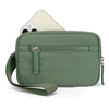 Nylon Quilted Wristlet Wallet with Three Zipper Compartments