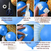 Instructions showing how to prepare, inflate, cut dots, and stick balloons using removable double-sided adhesive for DIY craf