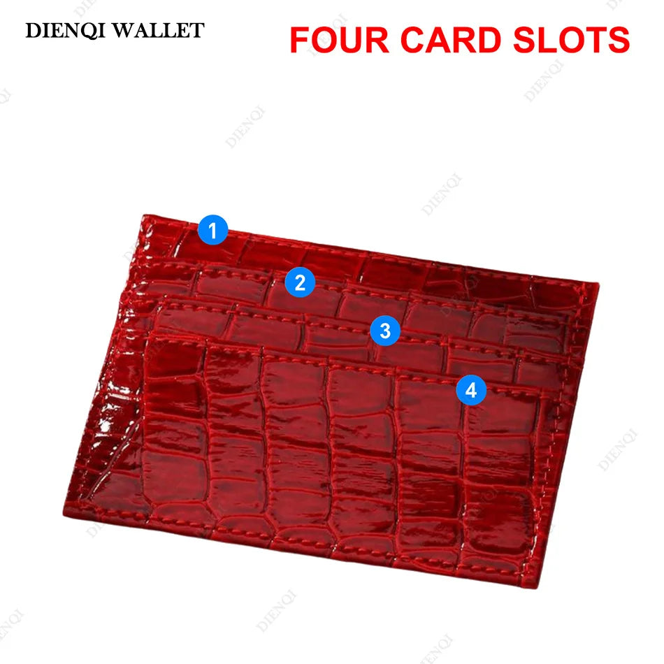 Slim Crocodile-Textured Cardholder Wallet