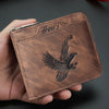 HOVIS Men's Slim Leather Wallet with Eagle Emboss and Zip Closure