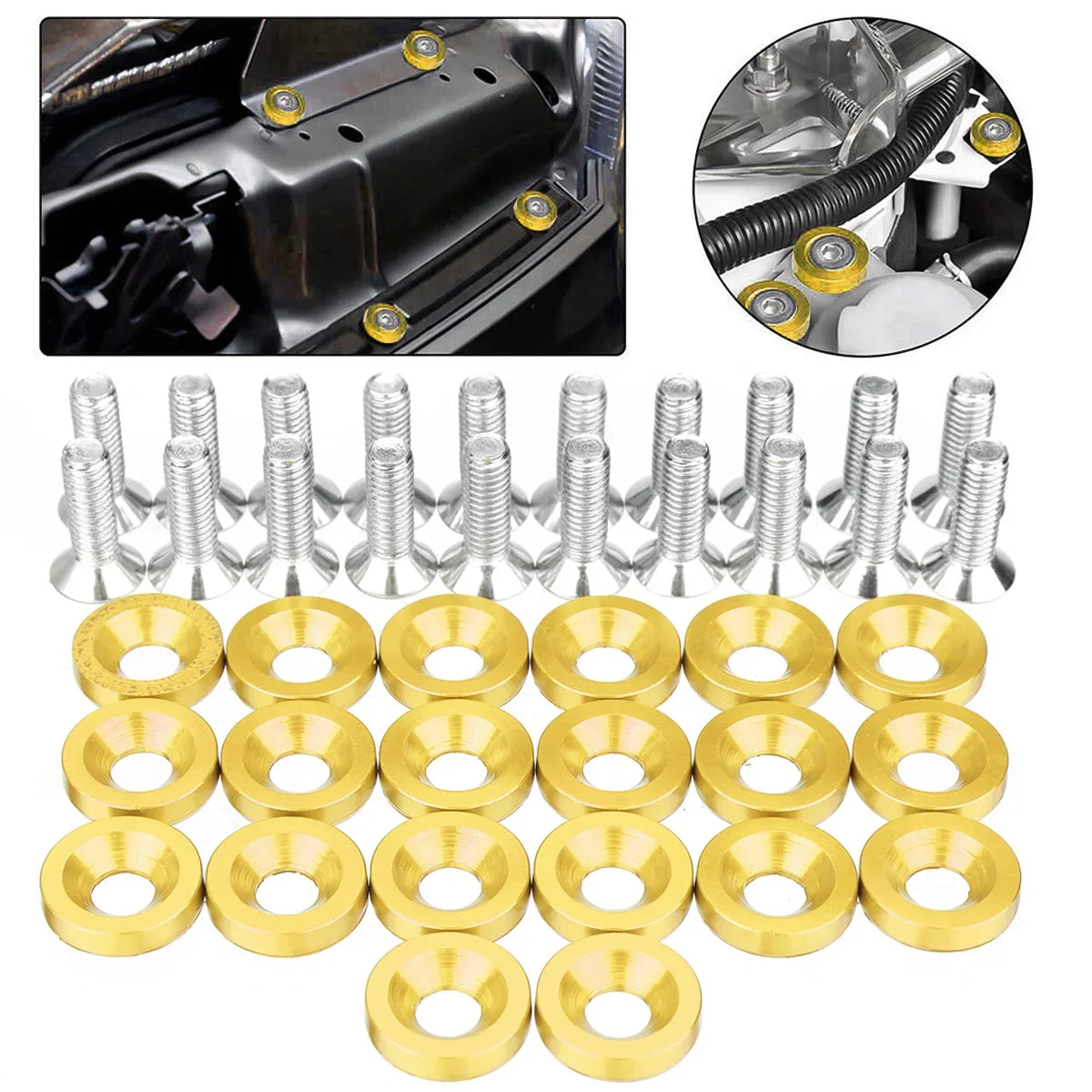 CNC Aluminum Fender Washer & Bolt Kit (M6) for Car Customization