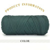 A skein of dark teal thick polyester blend yarn coiled for knitting and crochet.