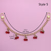 Cherry Blossom Bow Enamel Bag Chain with Heart Charms