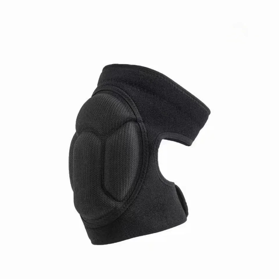 Black thick cushioned knee pads designed for gardening, work, and sports.