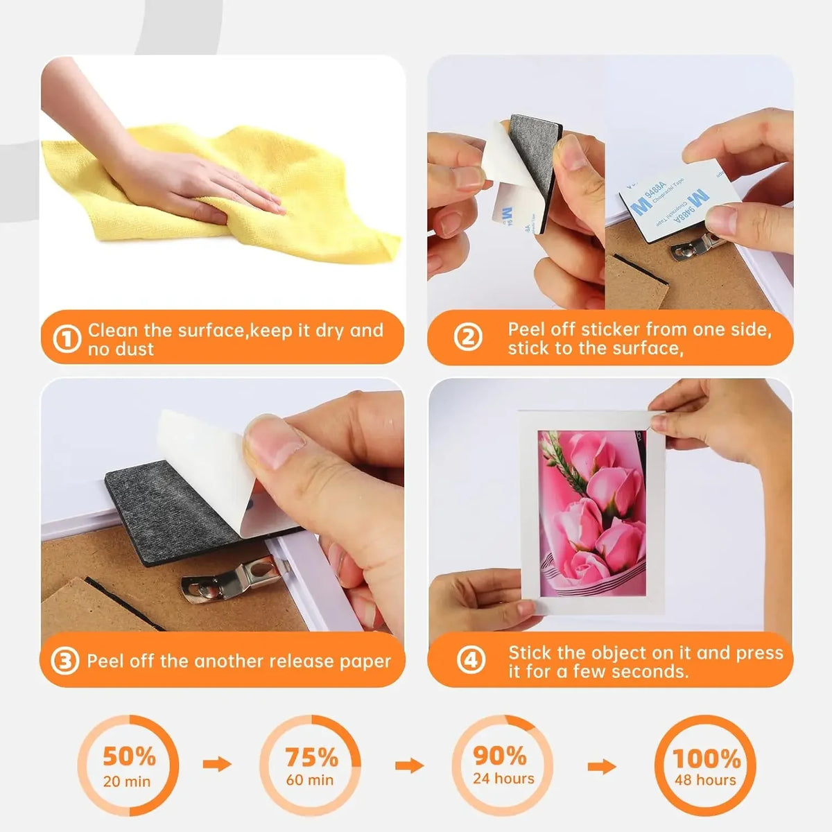 Heavy Duty Double Sided Adhesive Pads (48 Pack) – Strong, Removable, Waterproof