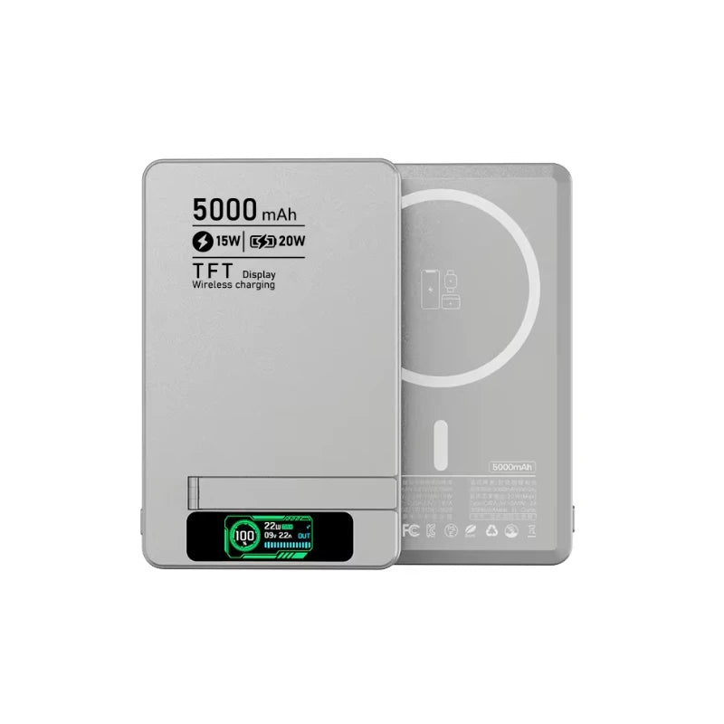 Batería externa inalámbrica magnética con pantalla digital
