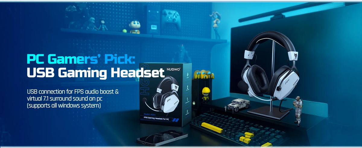 USB Gaming Headset with 7.1 Surround Sound and Noise-Cancelling Mic