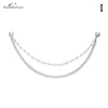 Silver multi-layer chain strap featuring small pearl pendant charms
