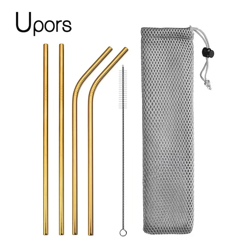 Reusable Stainless Steel Drinking Straws with Cleaning Brush