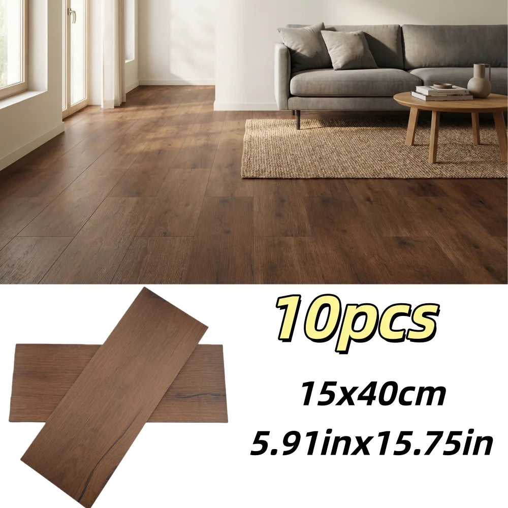 Self-Adhesive Wood Grain Floor Sticker - 40x15cm (10 Pack)