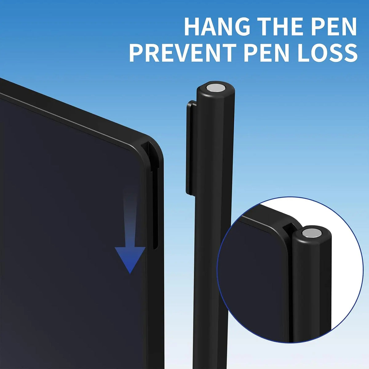 Un porte-stylos noir à côté d'un appareil électronique sombre, illustrant comment éviter la perte de stylos.