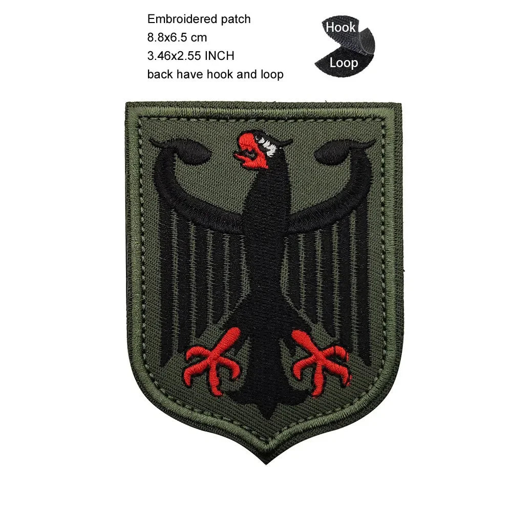 Luminous Reflective German Eagle Patch with Hook-and-Loop Backing