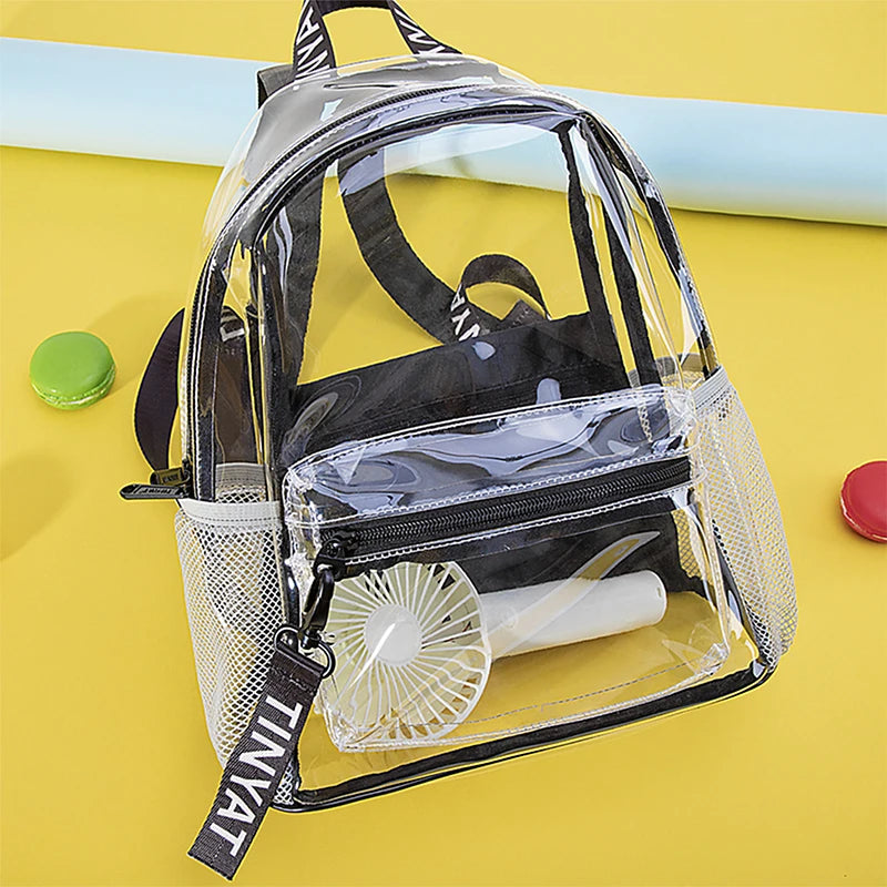 Clear Transparent Backpack for Women – Durable PVC Travel & School Bag