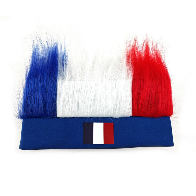 Bandeau Perruque en Fausse Fourrure avec Drapeau National