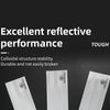 Close-up of white reflective decals showing excellent performance and durable colloidal structure stability.