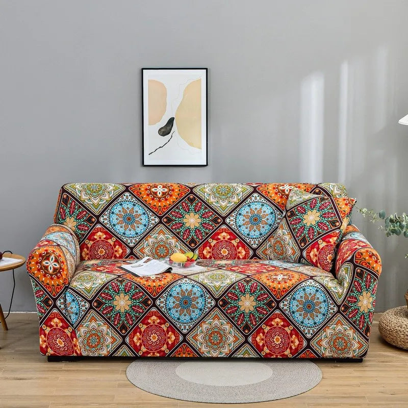 Stretch Floral Sofa Cover with Anti-Slip Grip