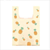 A set of mini fruit-print tote bags with handles featuring various citrus fruits.