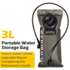 A gray portable water storage bag with a black tube and hose, designed for multi-backpack compatibility.