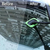 Before and after comparison of a car windshield cleaned with a microfiber pad brush kit