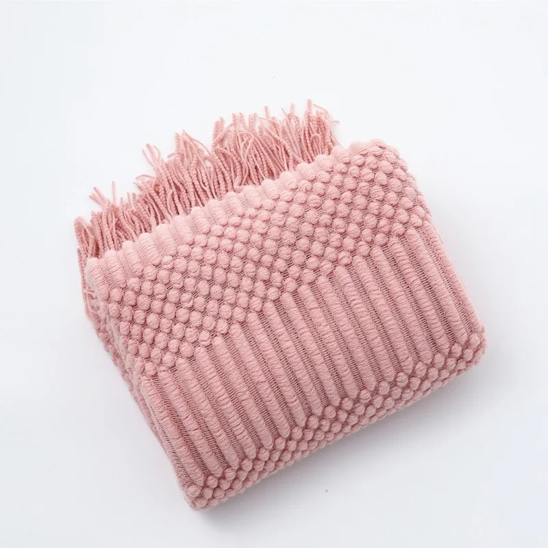 Oversized Chunky Knit Throw Blanket with Tassels