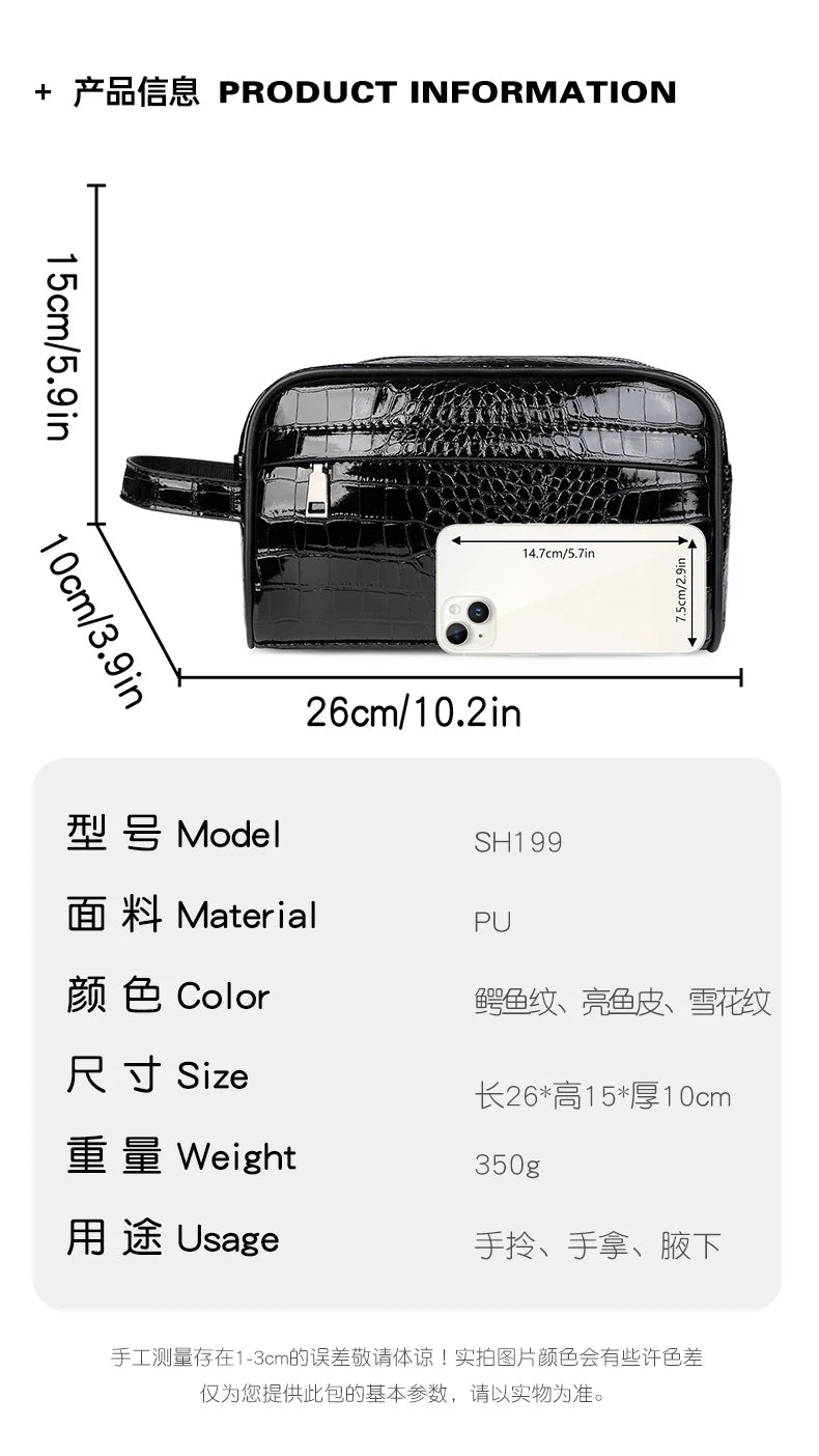 Vintage Leather Men's Clutch Bag with Detachable Waist Strap