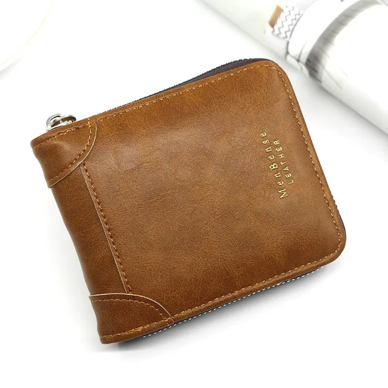 Vintage Compact Zipper Wallet for Men