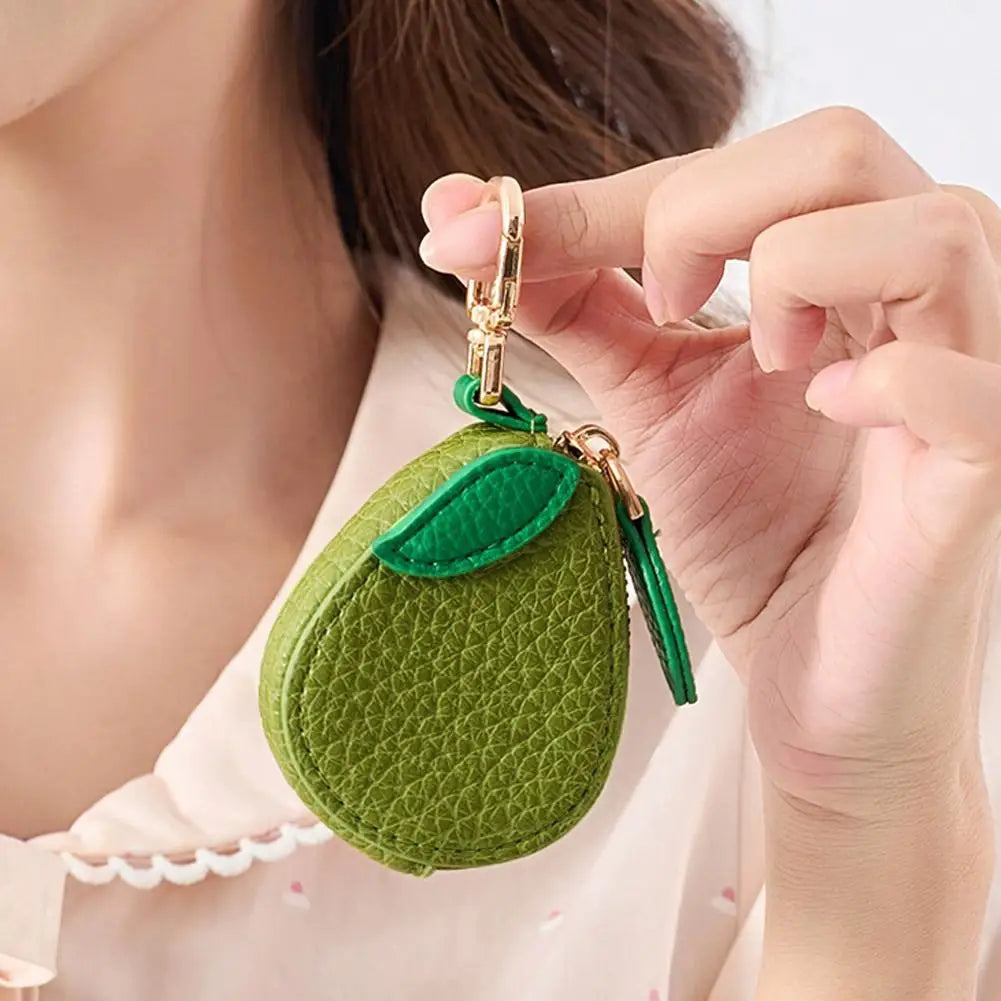 Adorable Fruit Coin Purse Keychain - Cute Cherry & Blueberry Design, PU Leather Mini Storage Bag