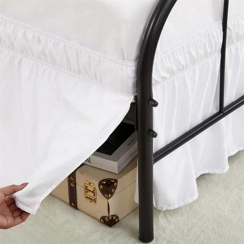 Ruffled Bed Skirt with Split Corners and Elastic Wrap