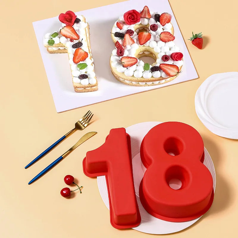 10-Inch Silicone Number Cake Mold Set — Non-Stick, Oven & Freezer Safe