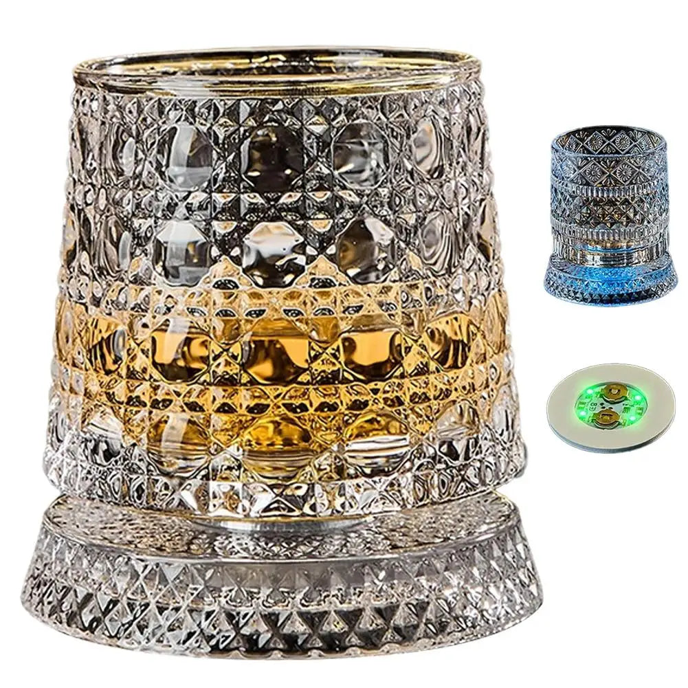 Luminous LED Whiskey Glass with Rotating Display