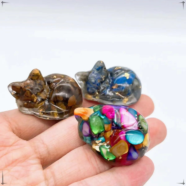 Sleeping Cat Crystal Resin Figurine