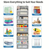 A 5-shelf over-the-door hanging storage organizer with compartments for diapers, towels, snacks, toiletries, toys, and clothe