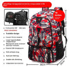 Red camouflage upgraded travel backpack with a laptop sleeve and shoe compartment
