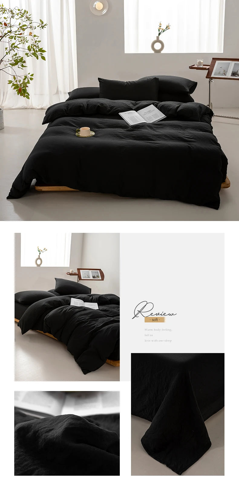 Washed Cotton Duvet Cover – Minimalist Solid Color Bedding