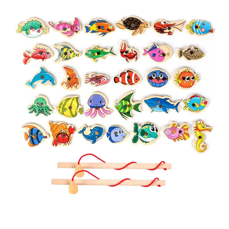 Wooden Magnetic Fishing Game for Toddlers