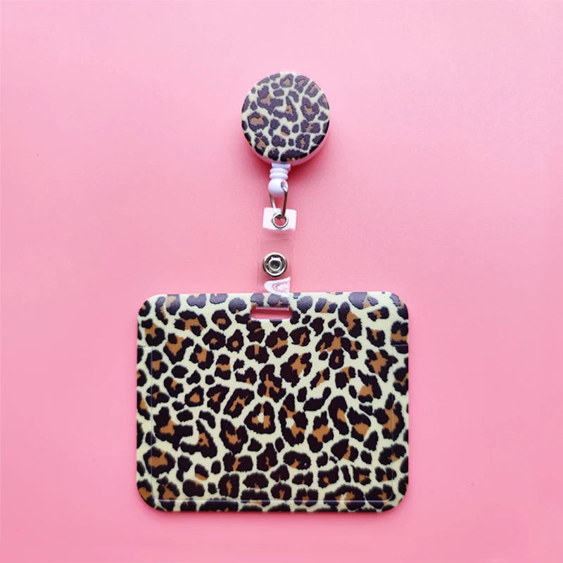 Leopard Print ID Card Holder with Detachable Lanyard