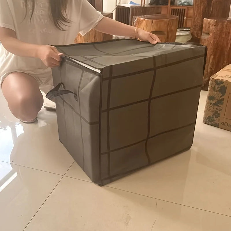 Foldable Large-Capacity Clothes Storage Bag with Handles and Double Zipper