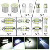 A set of car interior LED bulbs including T10 and festoon dome lights for various applications.