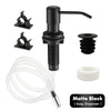 Black stainless steel liquid soap dispenser with an extension tube and foam disc