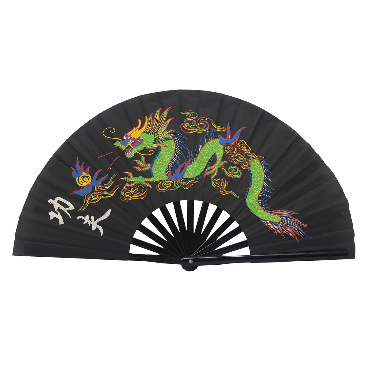 Traditional Bamboo Tai Chi Performance Fan with Protective Cover